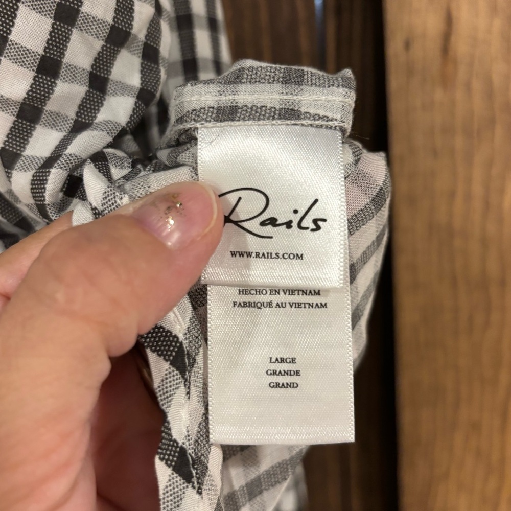 Rails Josephine Black Gingham Check Long Sleeve B… - image 5